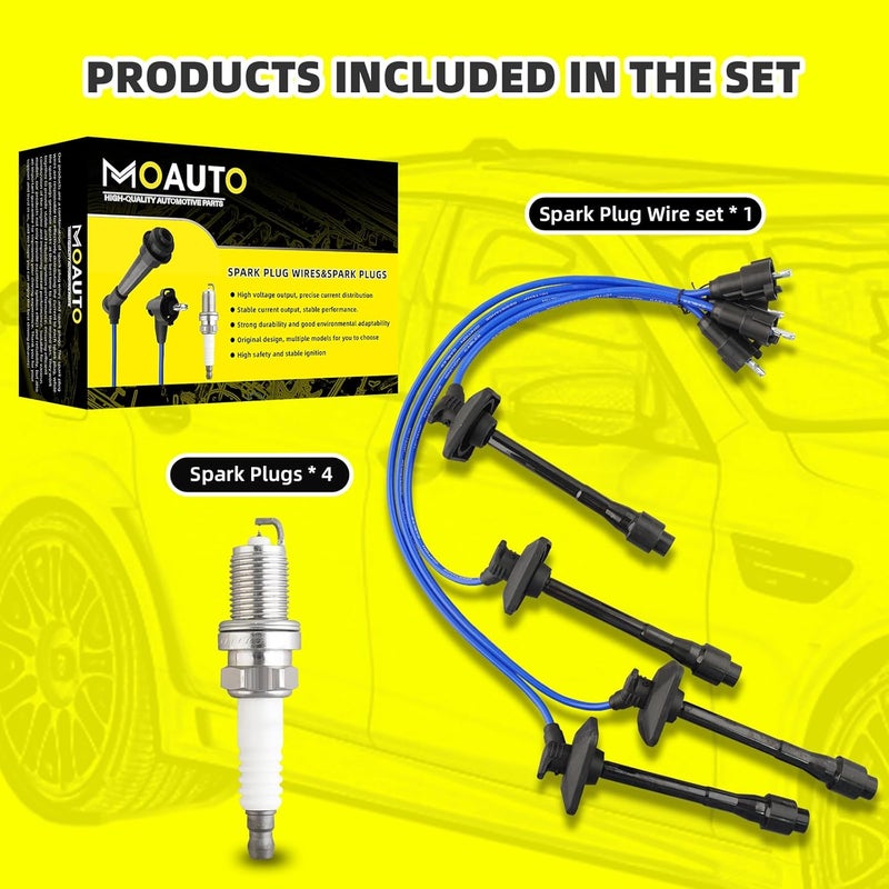 MOAUTO Set of 4 PCS Iridium Spark Plugs with Wire Set 90919-22400 8916 RC-TE58 Compatible with Toyota Camry Solara RAV4 - L4 2.0 2.2 - Image 5
